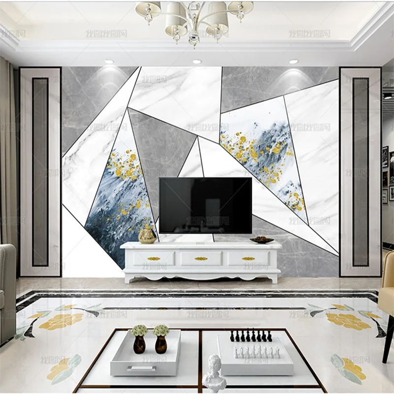 custom 3d modern simple marbling wallpaper mural Mosaic pattern geometric living room TV background wall bedroom dining room 8d