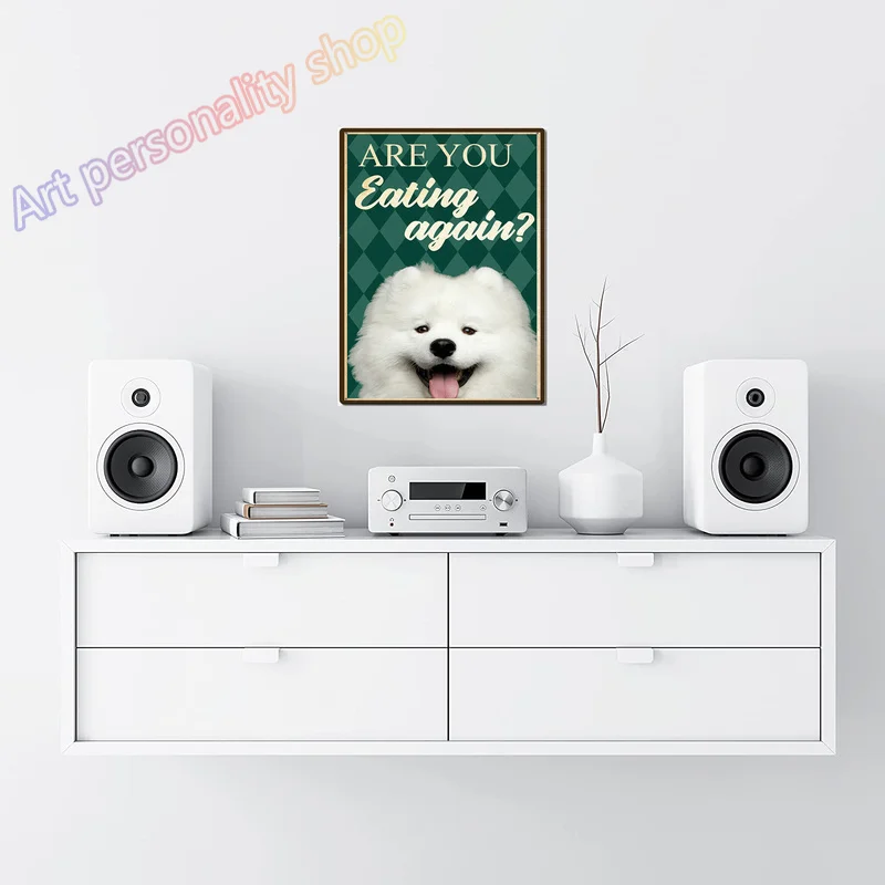 Samoyed Dog &Co. Bath Soap Wash Your Paws Vintage Plaque Poster Tin Sign Wall Decor Hanging Metal Decoration 12 X 8 Inch