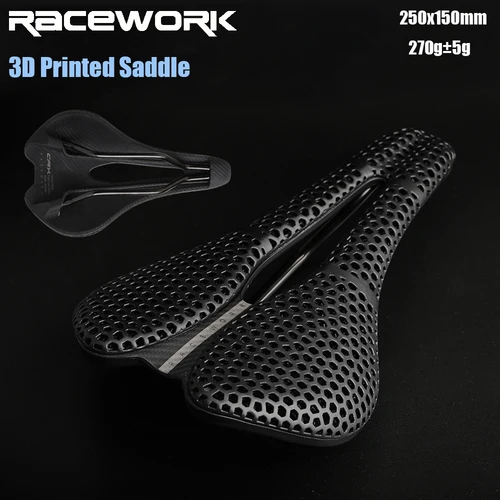 RACEWORK-sillín de bicicleta con estampado 3D, nariz corta, 250x150mm, para carretera, MTB, piezas de asiento de bicicleta de grava, sillín de ciclismo ultraligero y transpirable
