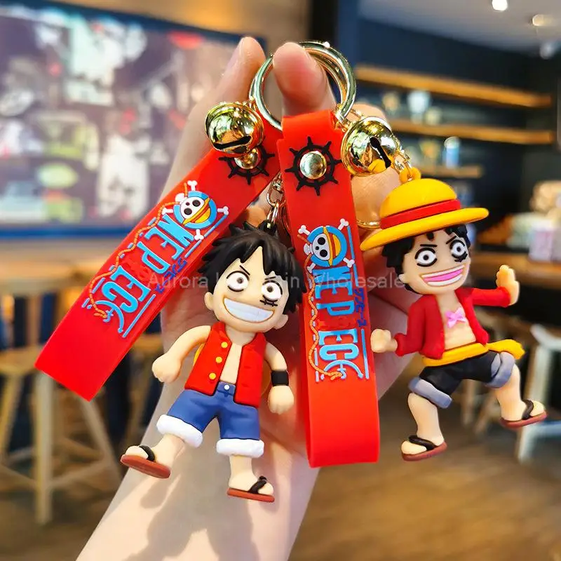 Anime Dragon Ball One Piece Keychain Luffy Sauron Nami Chopper Silicone Cute Car Keyring Pendant Toys Birthday Kids Toys Gifts