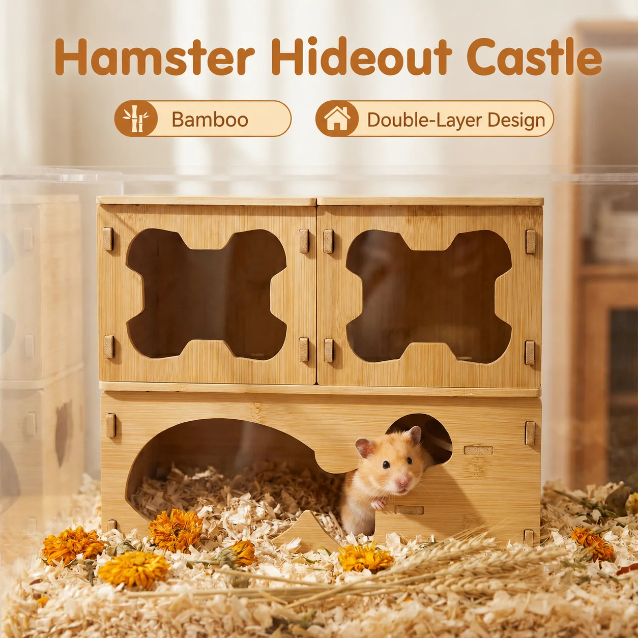 double-layer-hamster-hideout-castle-bamboo-small-pet-house-with-detachable-2-story-design-climbing-ramp-bite-resistant