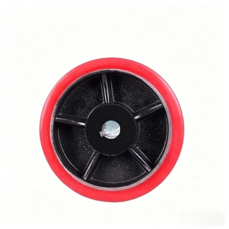 4 inch - polyurethane wheel PU iron core rubber active drive keyway rubber industrial caster