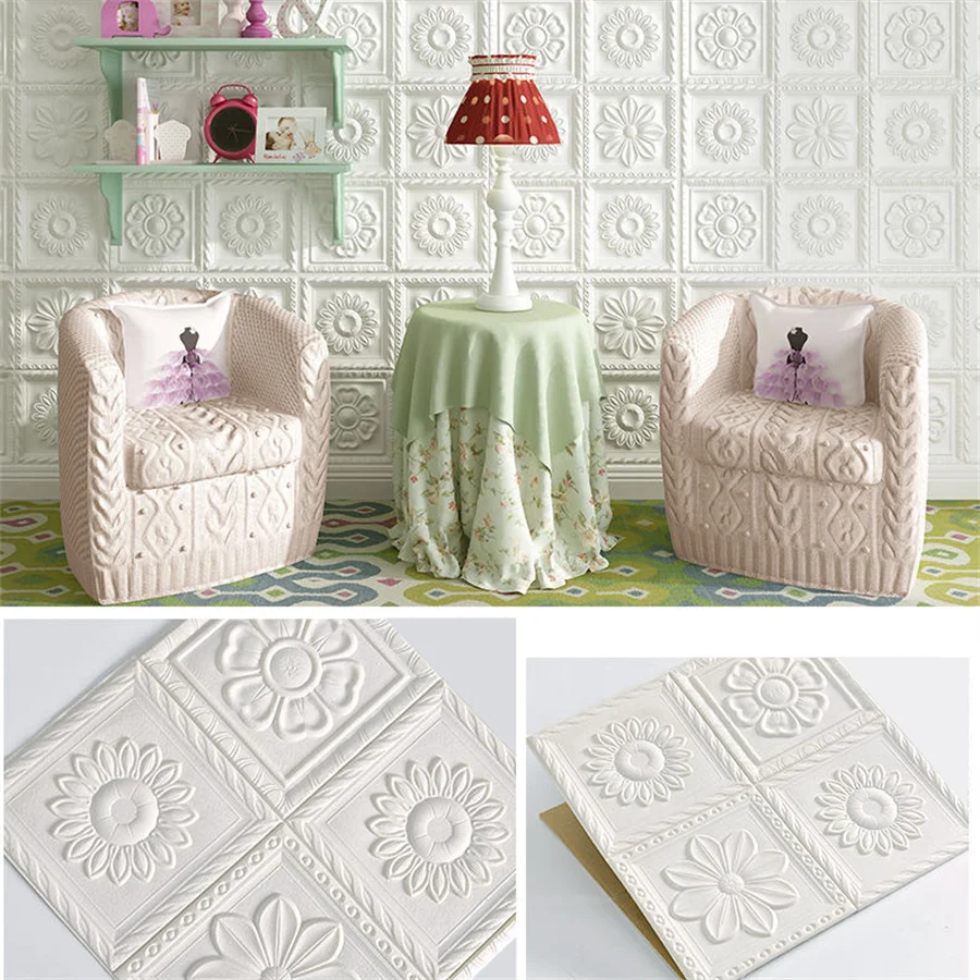 4-10PCS 3D Pastoral Style Wall Sticker Self Adhesive Waterproof Moisture Proof Warm Bedroom Living Room Background Home Decor