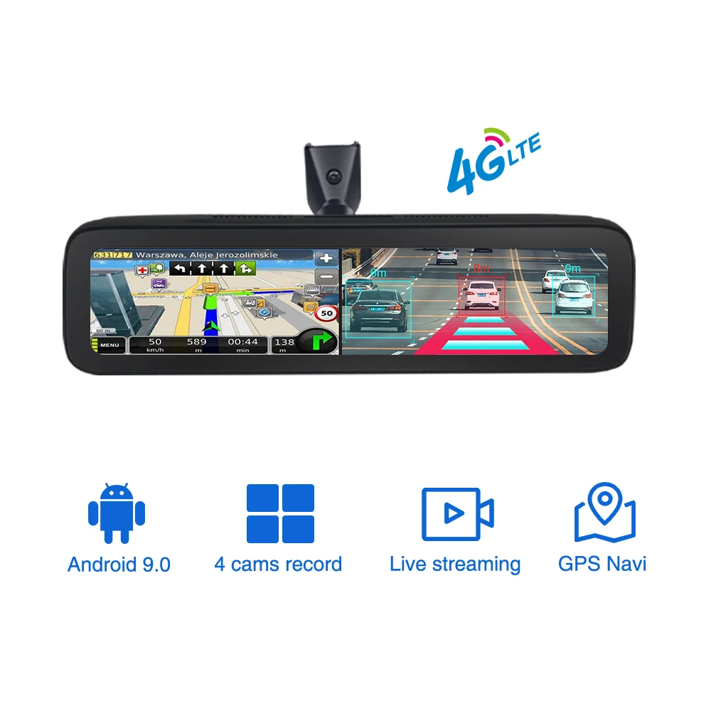 

4G 4 Channel Android 9.0 360 Degree Touch Screen Rear View Mirror Car DVR Recorder Cameras Dash Cam with WiFi ADAS GPS