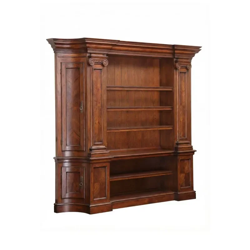 for  Solid Wood Bookcase with Column and Cabinet Door American Neoclassical Style  Living Room Office Study
