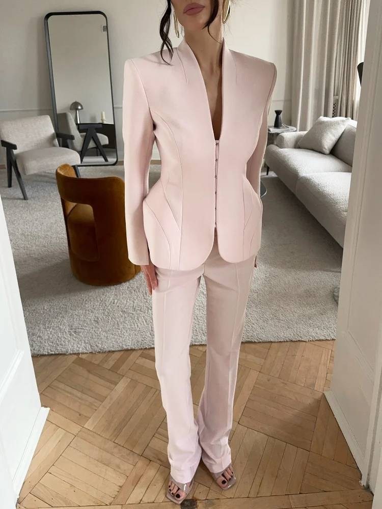 Elegant Solid Women's Jacket Skirts Suit Long Sleeve V-Neck Waist-Closed Mini Skirt 2026 Fashion 2 Pieces Set Women Outfits - Image 6