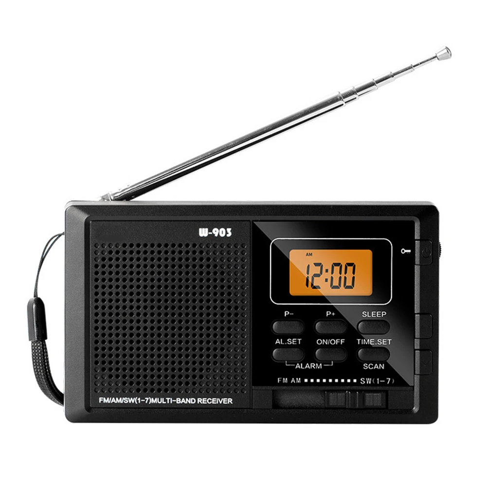 Tragbares Stereo-Digitalradio FM AM SW Vollband-Taschenradio mit LCD-Zeitanzeige für Outdoor-Camping und Reisen