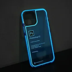 Ps Fluorescent Blue Letter Tag Photoshop Designer Phone Case For Iphone 16 15 14 13 12 11 14 Pro Max Anti-Drop Armour Cover