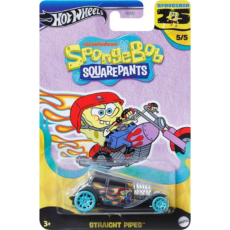 Original Hot Wheels Car SpongeBob SquarePants Toys for Boys 1/64 Diecast Van Pony-up Quick Delivery Second Wind Straight Pipes