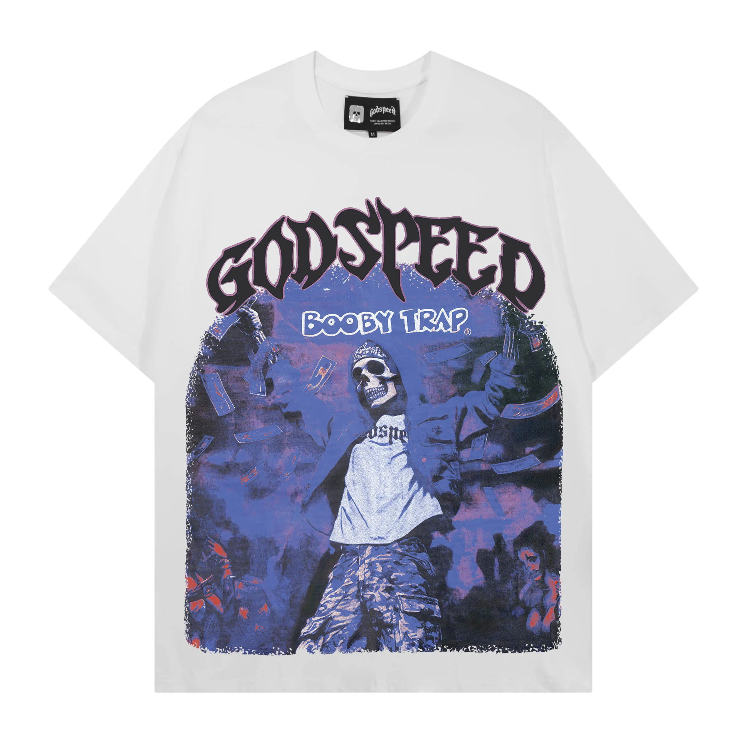 Godspeed Retro Skull Print American INS Heavyweight Double Thread Summer Pure Cotton Loose Short Sleeve T-Shirt Cotton 100%
