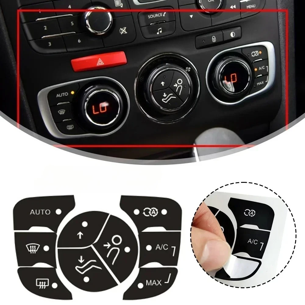 1 Stück Reparatur-Set für Verschädigte Klimaanlagen-Bedienknöpfe für Citroen C4 2014-2018, Hochwertige Vinyl-Aufkleber, Innenausstattung mit Glanzfinish