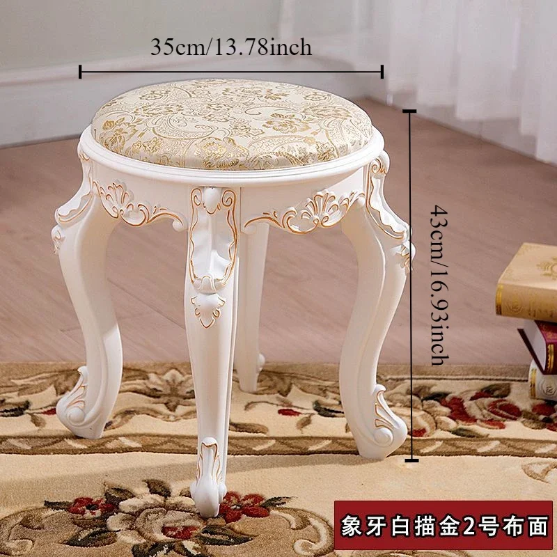 Nordic Coffee Table  Stools Living Room Sofa Stool Bedroom Creative Fabric Carving Round Stool Nail Art Shoe Changing Ottomans