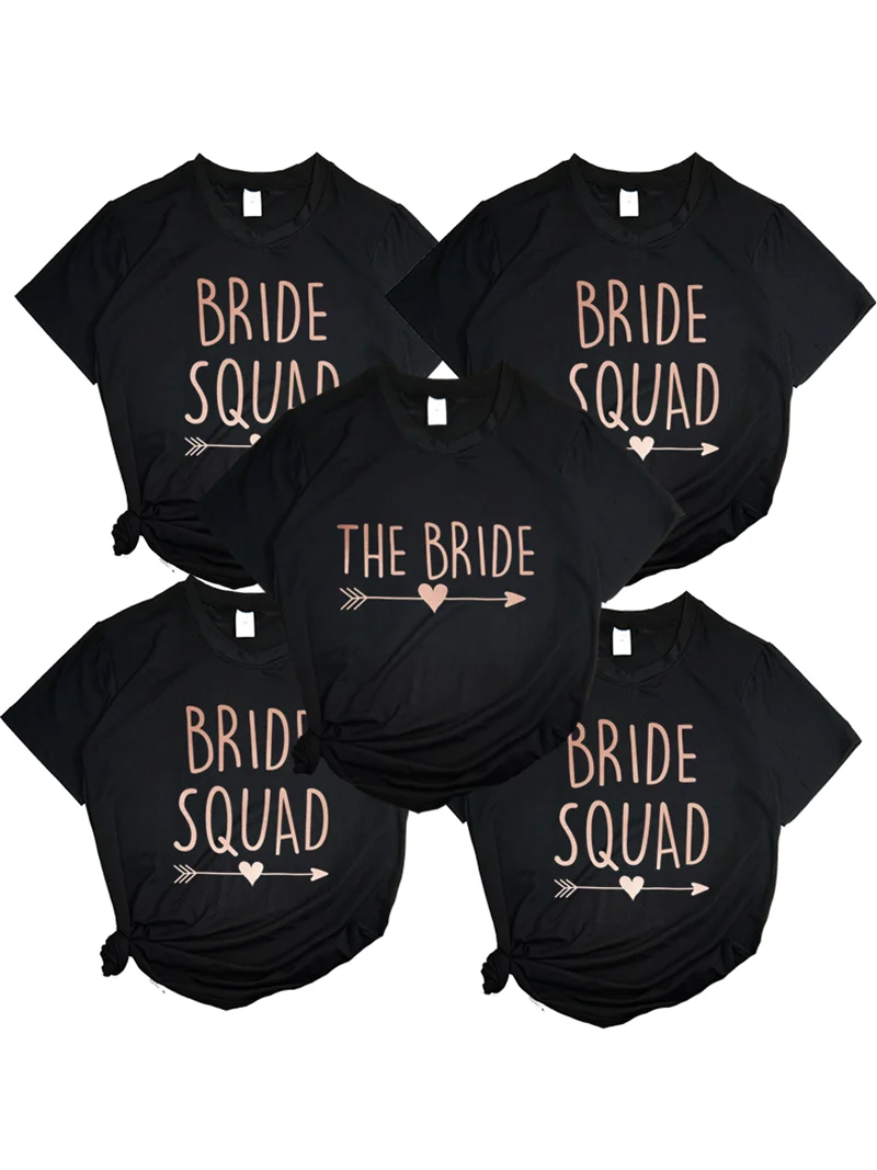 Women Team Bride Squad Print T-shirts 2022 EVJF Hen Party Bachelorette Girl Wedding Female Tops Tees