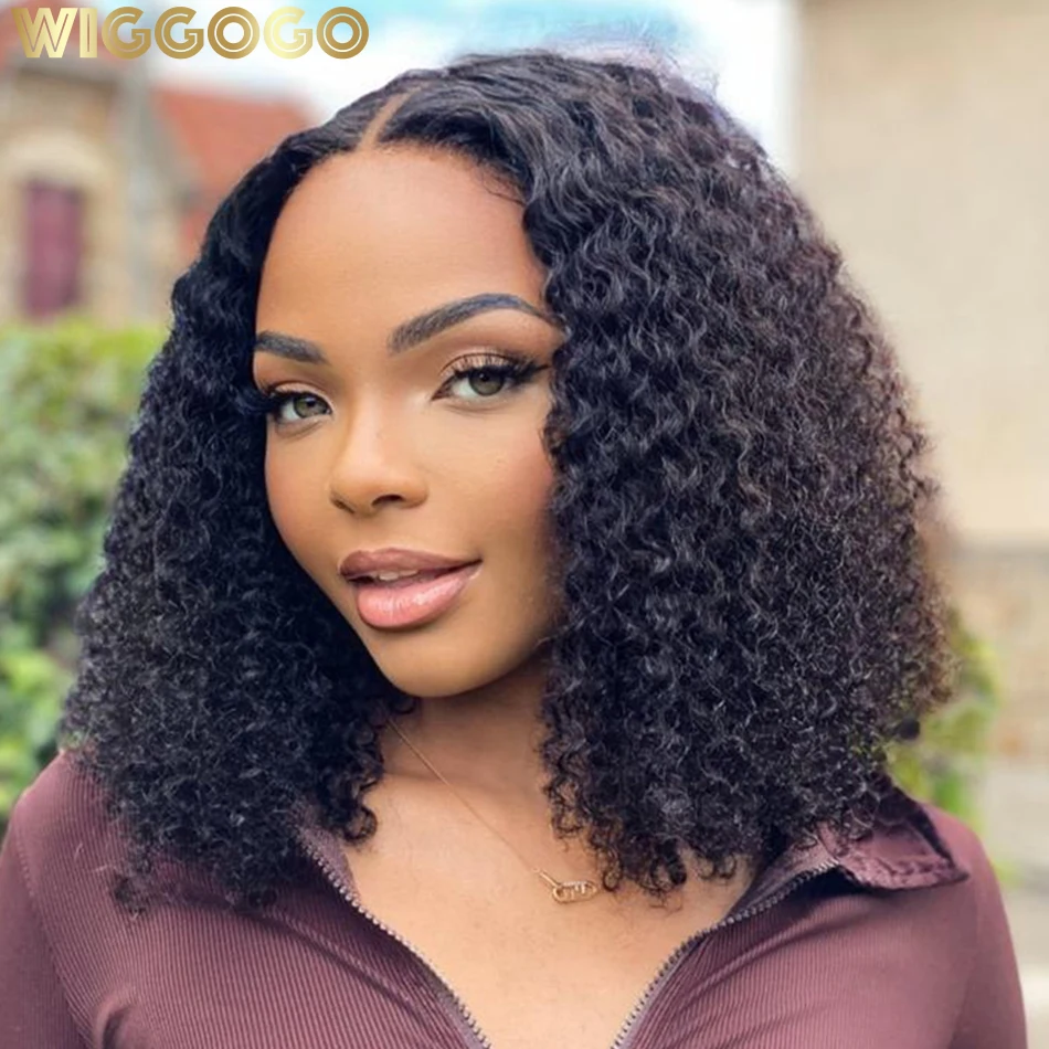 Wiggogo Short Bob Wigs Curly Lace Front Human Hair Wig Deep Wave Frontal Wig 4X4 Closure Wigs 13X4 Hd Lace Frontal Wig