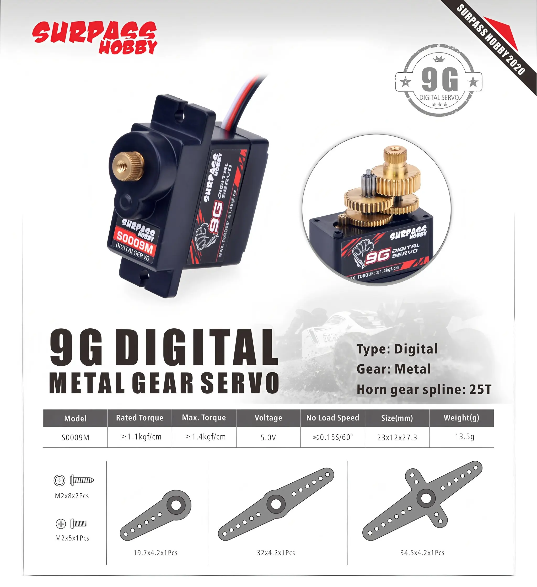 1/2/4 قطعة تجاوز هواية أجهزة رقمية 9 جرام 17 جرام 25 جرام ميتال جير سيرفو ل 1/8 1/10 RC سيارة قارب القناة طائرة روبوت