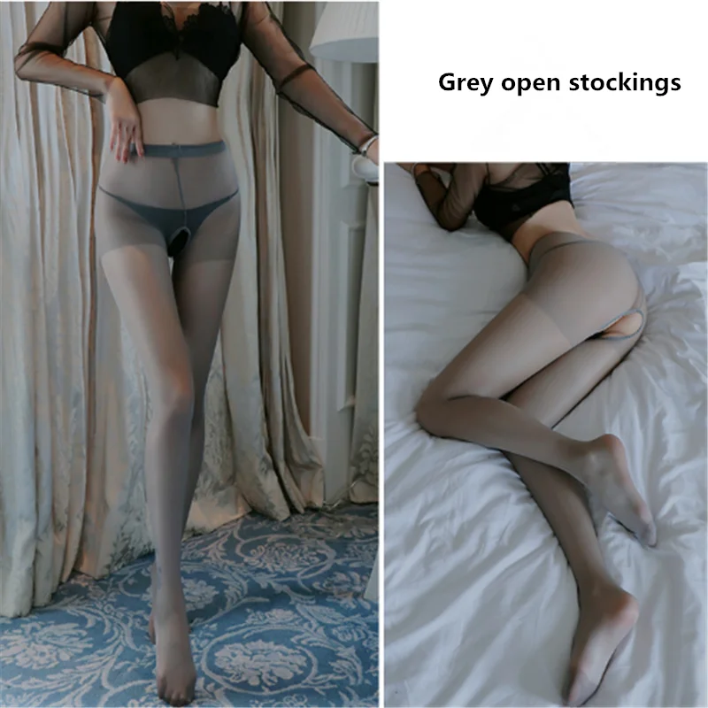 Sexy women\'s one-piece stockings underwear with open crotch, exotic clothing, no crotch pornography, transparent tight fitting