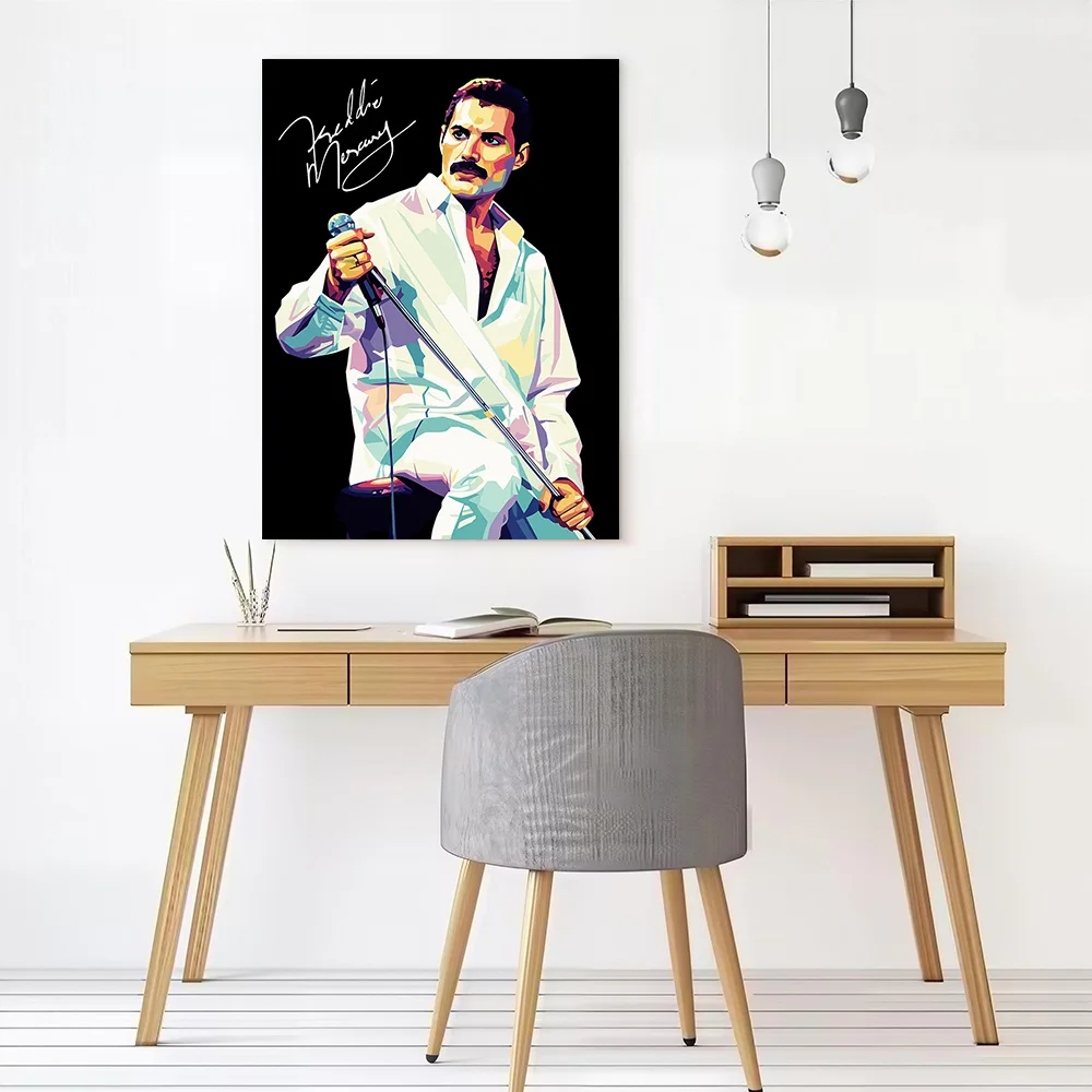 Freddie Mercury Pop Art Portrait Printed Canvas Poster Personalized High Quality Wall Art Paintings for Home Decor Ornaments