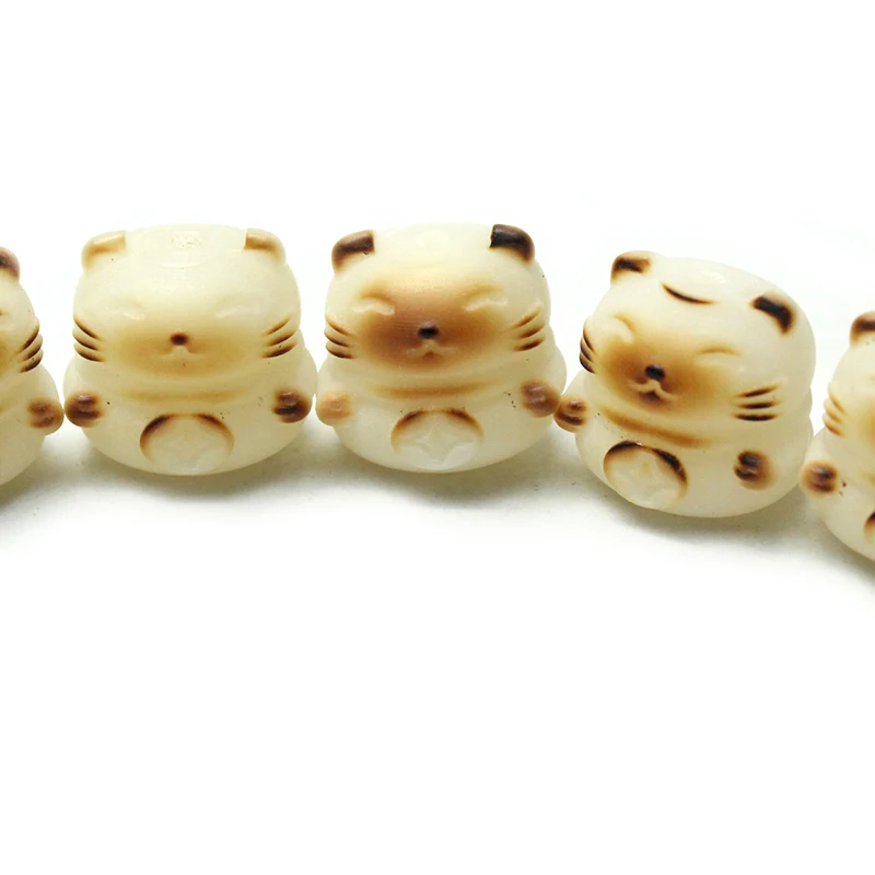 18mm Bodhi White Carved Caicai Cat Loose Beads DIY Jewelry Accessories Making Bracelet Necklace Pendant view 6