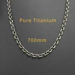 Pure Titanium Necklace Titanium Angle Chain Wide 7mm Anti Allergic Man Woman DIY Hip Hop Trend Customizable Length Light 700mm