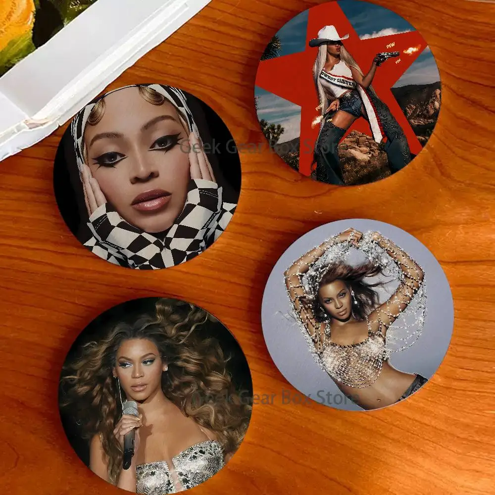 B-Beyonce COWBOY CARTER 2D Pattern round Wooden Coaster Decorative Coffee Cup for Use in Coffee Shops Bars Wine Beer