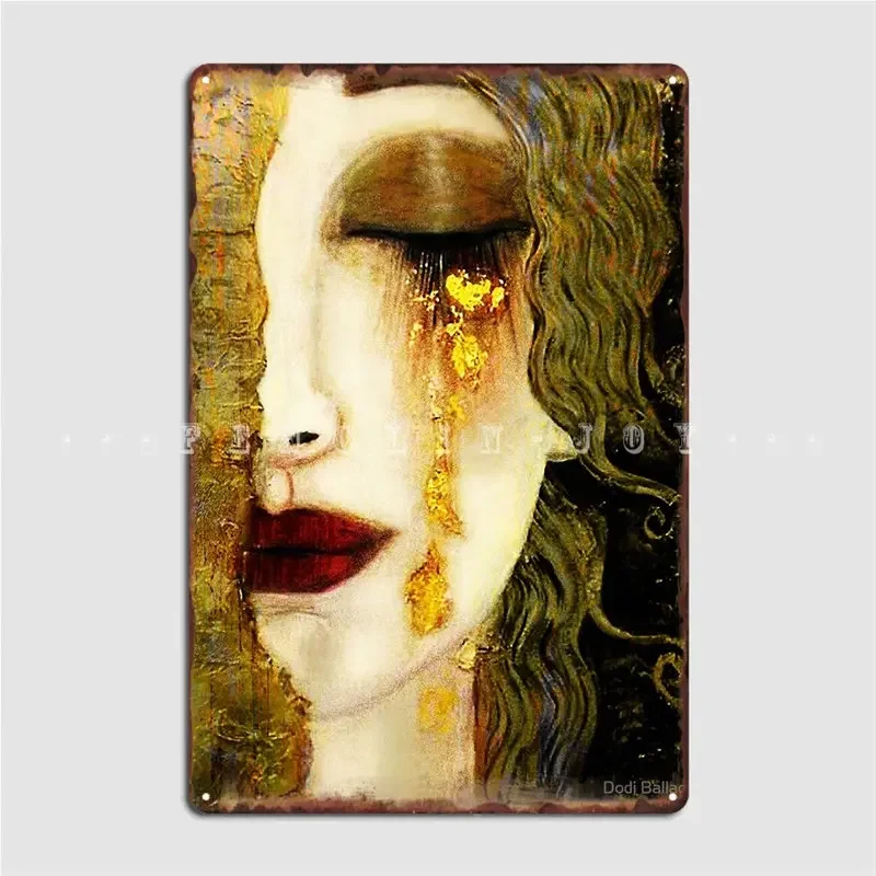 Lágrimas doradas, lágrimas de oro de Freya, Anne Marie Zimmerman, póster de Escuela de Klimt, placa de Metal, decoración de pared de cine, cartel de estaño