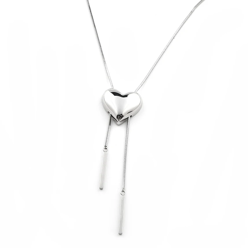 

Stainless Steel Heart Pendant Lariat Snake Chain Long Necklace For Women Gold Plated Adjustable Sweater Chain Necklaces Jewelry