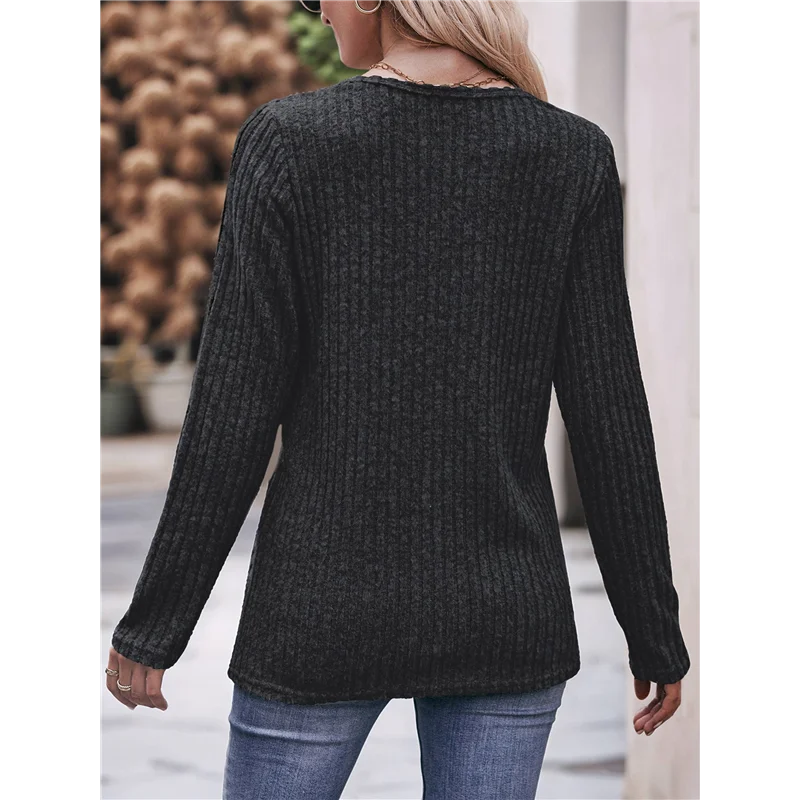 

ABRT-Long Sleeve Tops For Women Tunics Buttons Front Slit