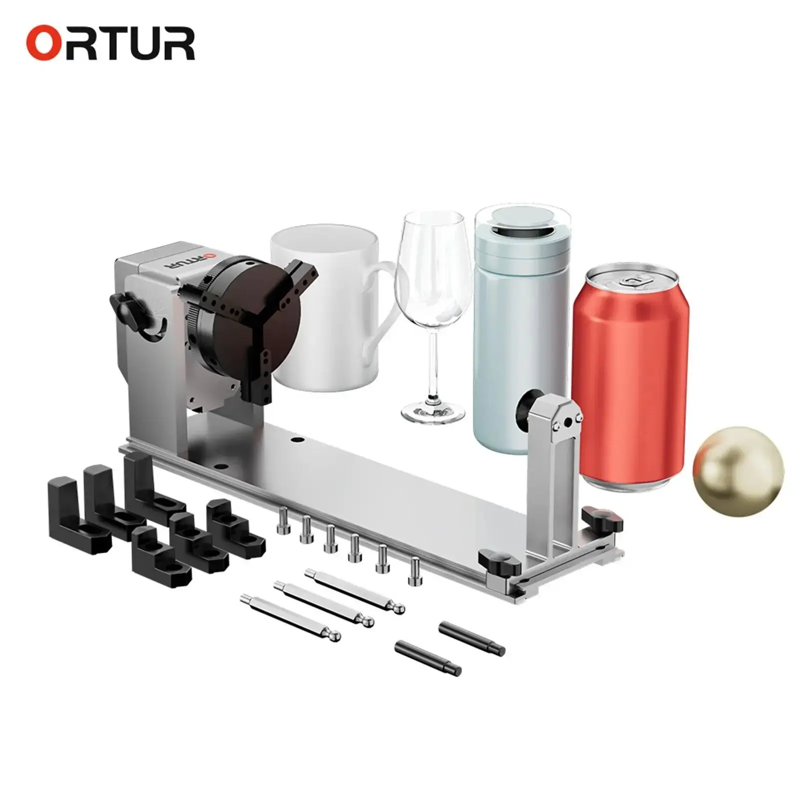 Ortur CNC Laser Engraver Rotary Roller Chuck 360 Y-axis (YRC1.0 ) CO2 Diode Cylindrical Object Rotating Engraving Bottle Cans