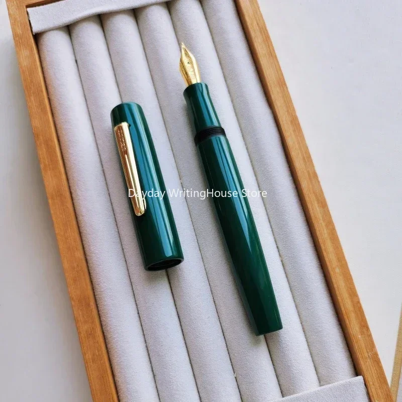 

SELMY Hand Made Green Lacquered Cumberland Hard Rubber Schmidt NO.6 Nib Fountain Pen Business Student Stationery Writing Gift