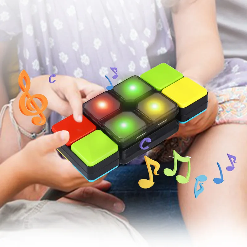 Electronic Handheld New Point Game Fidget Toys Logic Flip Slide 4 Game Modes Changeable Puzzle Magic Cube Music Toy