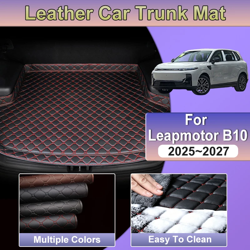 Car Leather Trunk Mat For Leapmotor B10 2025 2025 2027 Boot Liner Pad Cargo Storage Waterproof Cushion Carpet Covers Accessories