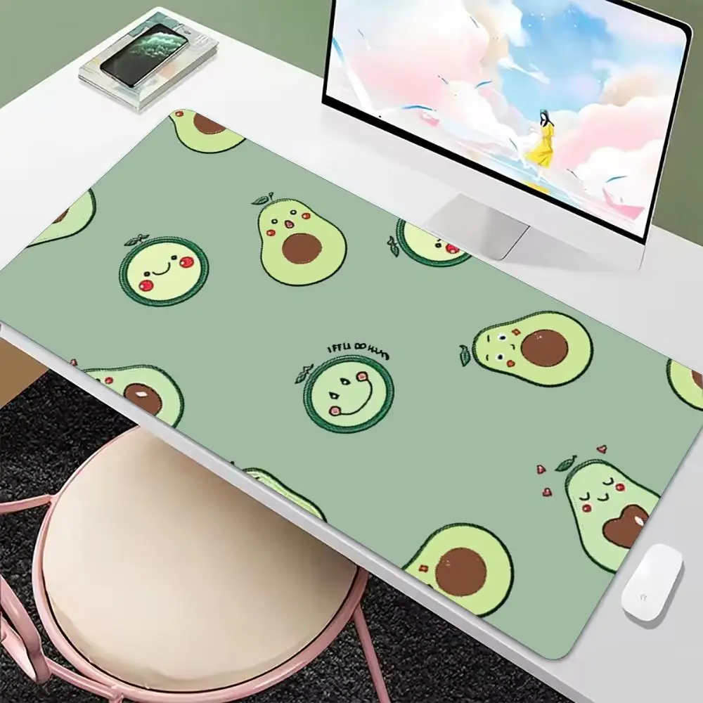Cute Avocado Pattern Large Extended Mouse Pad Non-Slip Rubber Stitched Edges Print Desk Mat for Gaming Setup Office Laptop