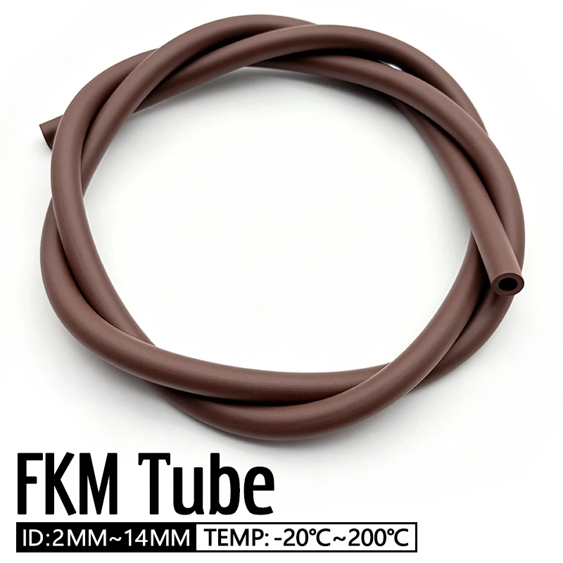 Brown FKM Fluorine Rubber Tube ID 2-14mm Flexible Anti Aging Oil Heat Chemical Corrosion Resistant Hose for Auto Fuel Line
