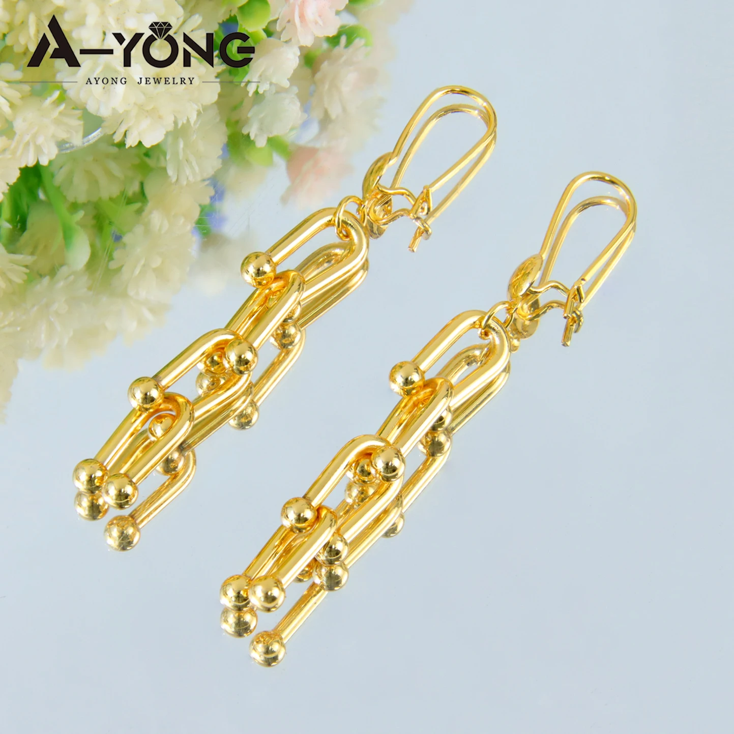 Pendientes largos chapados en oro de moda árabe, Color dorado de 21k, pendientes de gota para mujeres musulmanas, regalos de joyería para fiesta y boda nupcial de Dubái