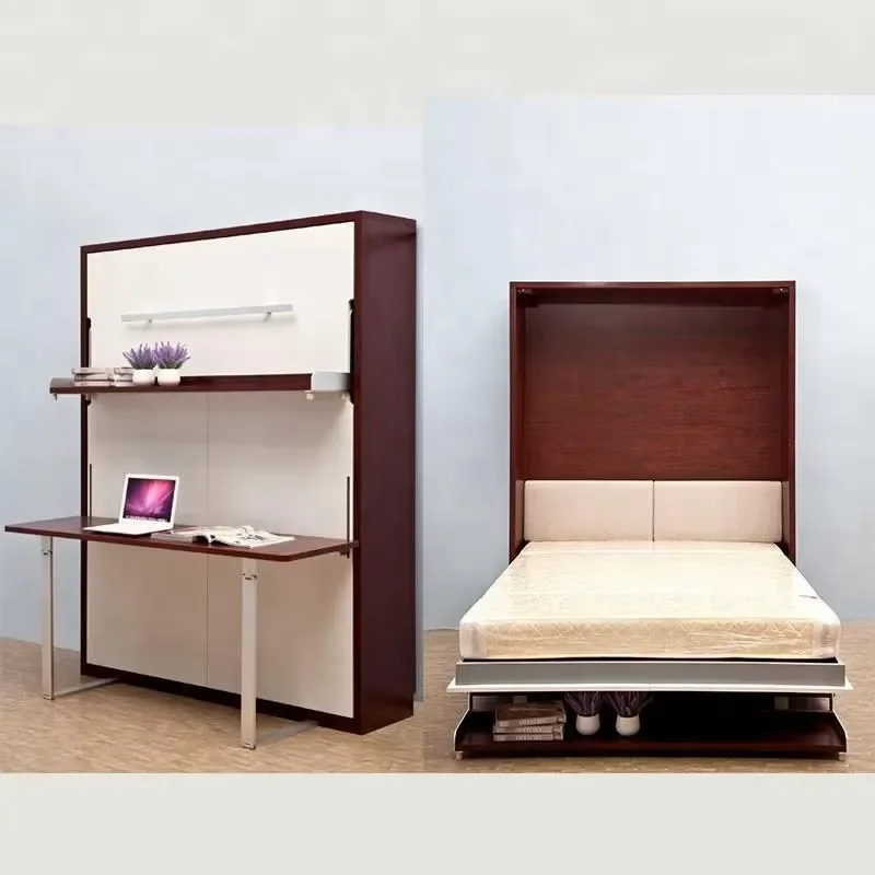 Space Saving Furniture Vertical Murphy Wall Bed With Folding Table