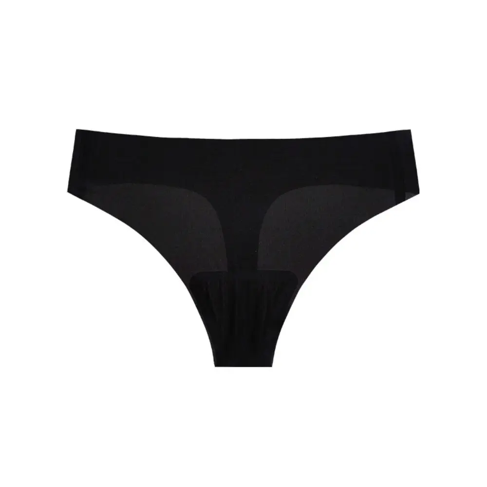 

Breathable Transparent Women's Summer Ice Silk Panties Traceless Low Waist Ice Silk Seamless Briefs Thong Underpants Thin Lady