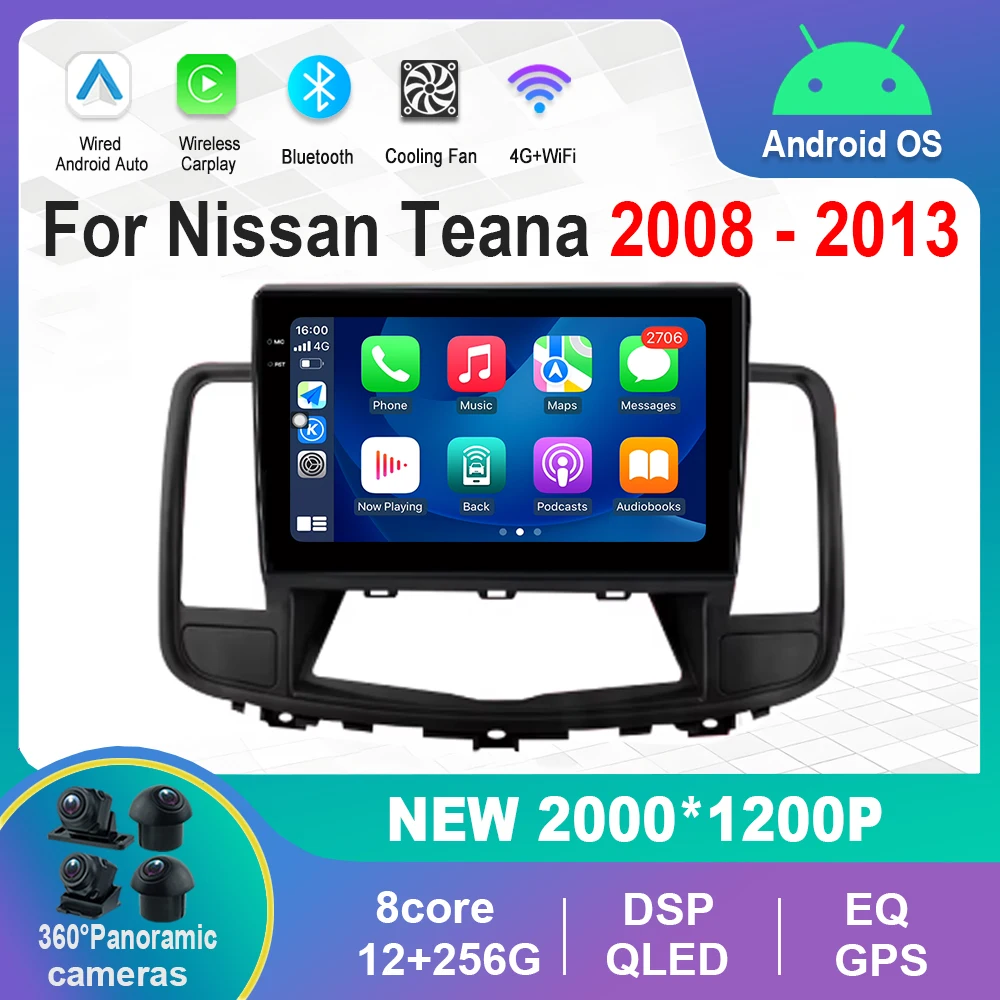 

For Nissan Teana 2008 - 2013 Car Radio Multimedia Player 10 '' Android OS GPS Navi 360 Camera Carplay DSP Stereo WiFi Auto Tools