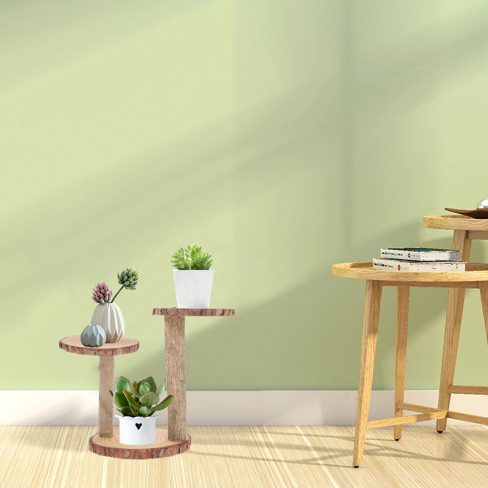 1Pcs Solid Wood Flower Pot Stand Eco Friendly Load Bearing Simple Design Multi Size Plant Pot Base for Living Room Patio Bonsai
