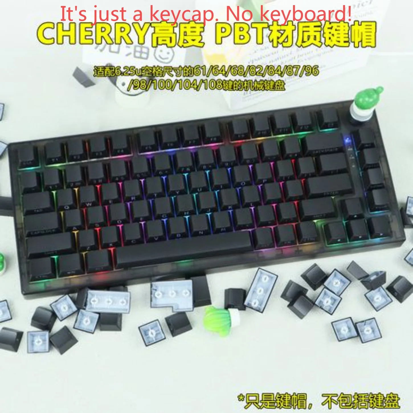 Cherry Keycap Kit PBT Black White Two Side Engraved Characters Translucent 140 Keycap for 60/64/84/98/108 Mechanical Keyboard