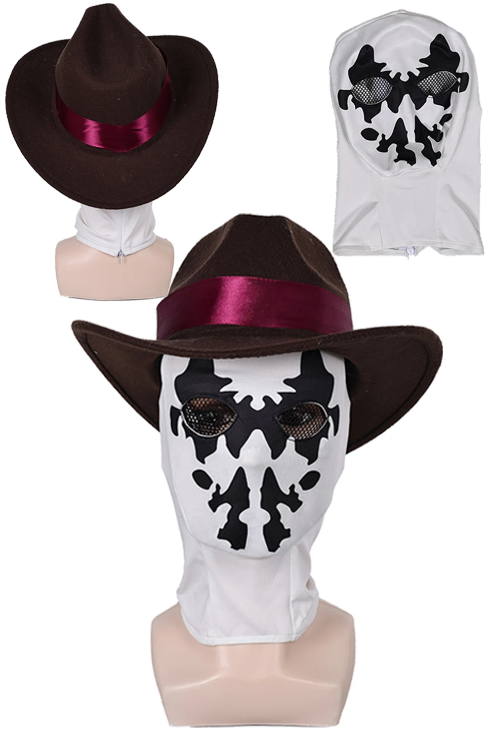 Disguise Rorschach Full Face Mask Hat 2024 Movie Watcher Male Superhero Cosplay Costume Accessories Adult Men Role Play Props