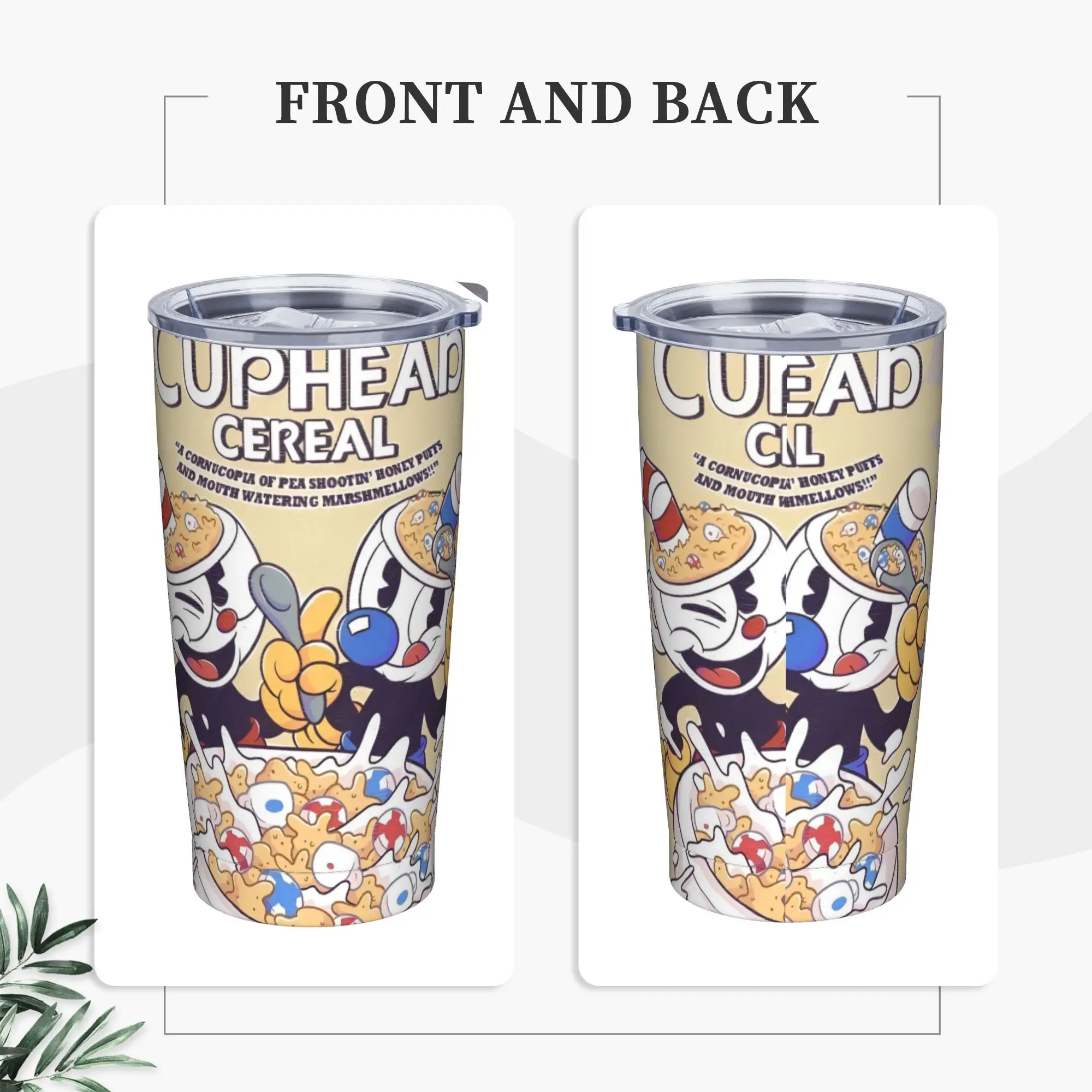 Cuphead Mugman Tumbler Vacuum Insulated Great Game Battle Cuphead Thermal Cup Vacuum Flask Double Wall Mugs Water Bottle, 20oz