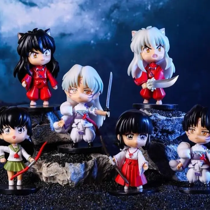 

6pcs/set Anime INUYASHA Sesshoumaru Higurashi Kagome Cute Figure Model Toys About 9 cm