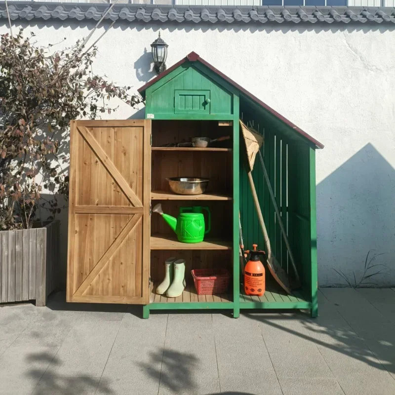 Outdoor Locker Tool Room Wood Storage Shed Garden Tool Cabinet with Waterproof Asphalt Roof Multiple-tier Shelves Sheds Storage