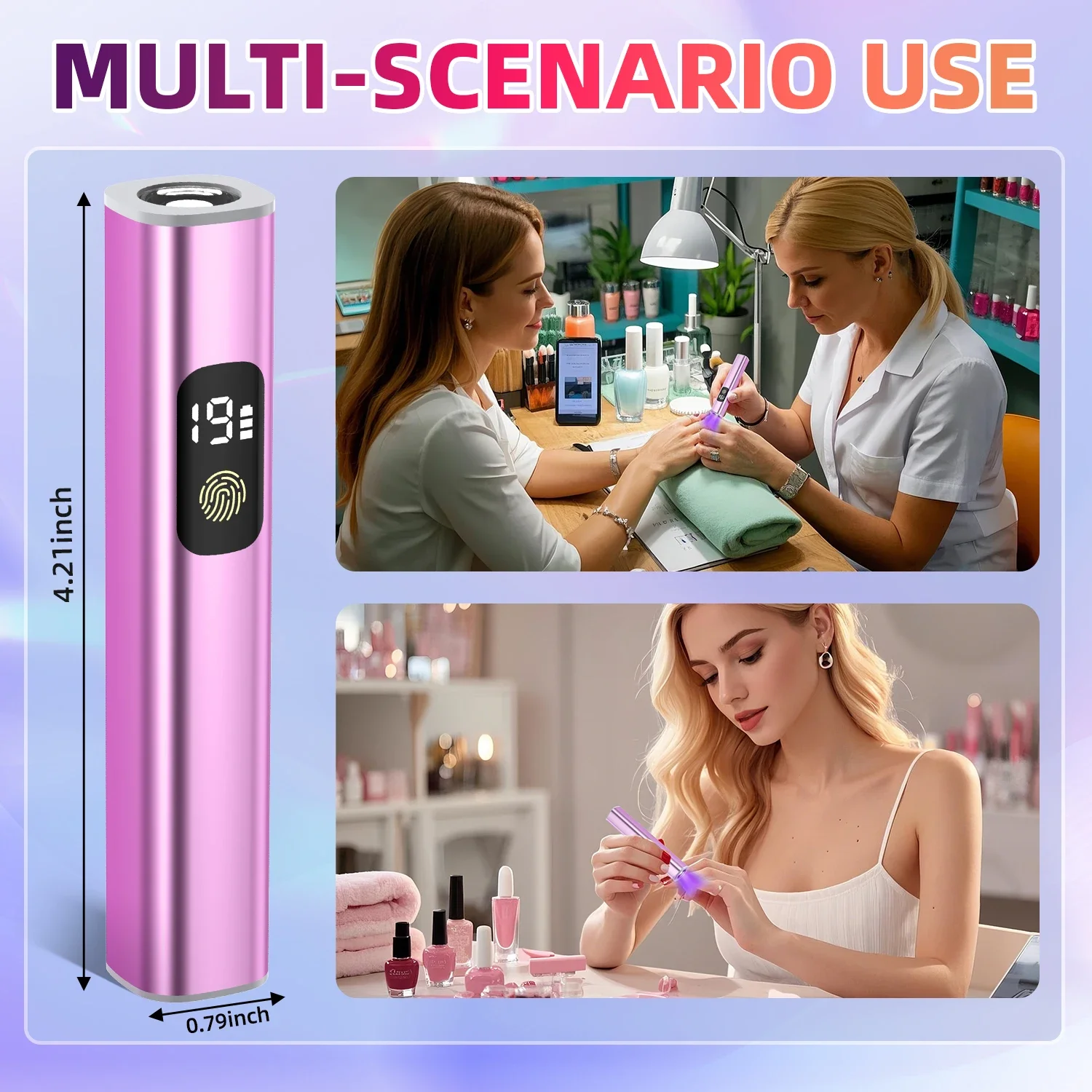 DianaBeauty UV Led Nail Lamp Portalbe Lamp for Nail Rechargeable Nail Dryer with Touch Screen and Two Timer Modes Nail Tools