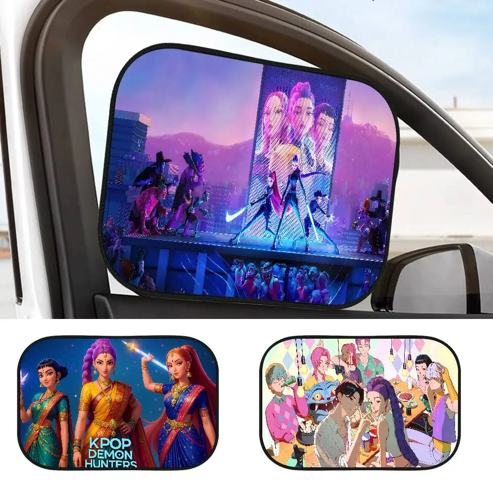

KPop Demon Hunters HUNTRIX солнцезащитный козырек на боковое окно для автомобиля, электростатические шторы, антибликовый автомобильный солнцезащитный козырек, блокировка UVR