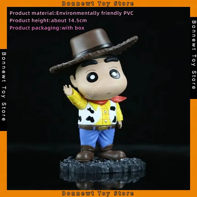 

New 14.5cm Crayon Shin-Chan Cowboy Shin-chan PVC Figure Model Boxed Desktop Ornament For Friends gifts Wholesale