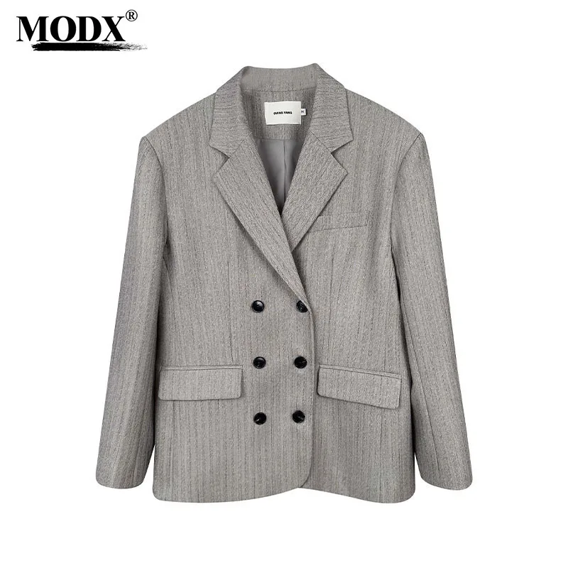 [MODX] Striped Casual Suit Jacket For Women In Spring Autumn, With A Niche Design And Unique Temperament,