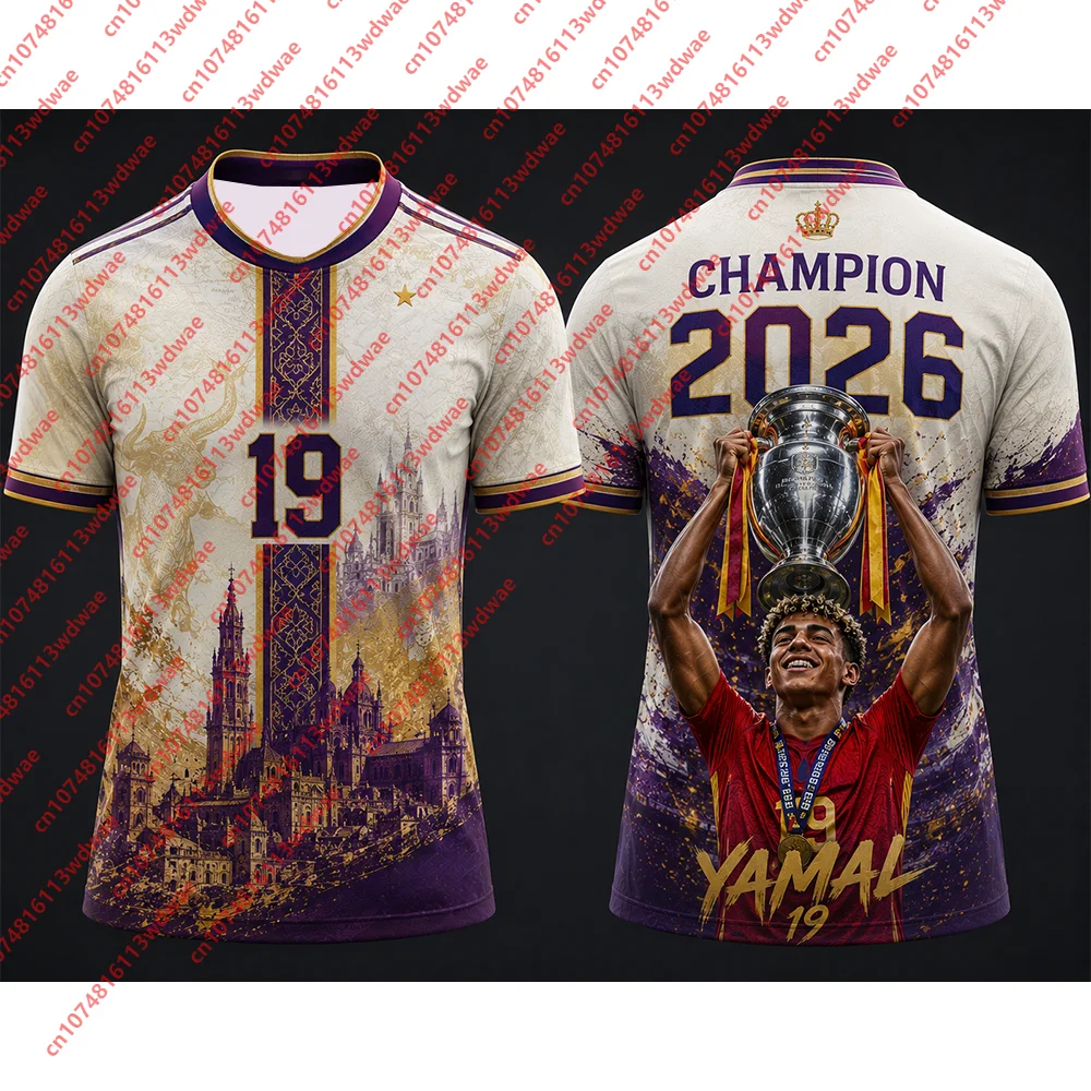2026 Spanien Champion Fußball-Trikot Schnelltrocknend Yamal 19 Fußballshirt Outdoor-Trainingsanzug Spezialausgabe Kinder-T-Shirt