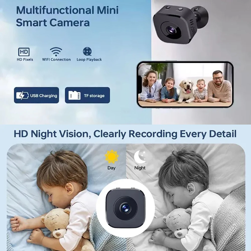 1080P HD Mini Camera Wireless 2.4G WiFi Remote Monitor Camera Home Security Protection IP Camera Motion Detection Cloud Storage