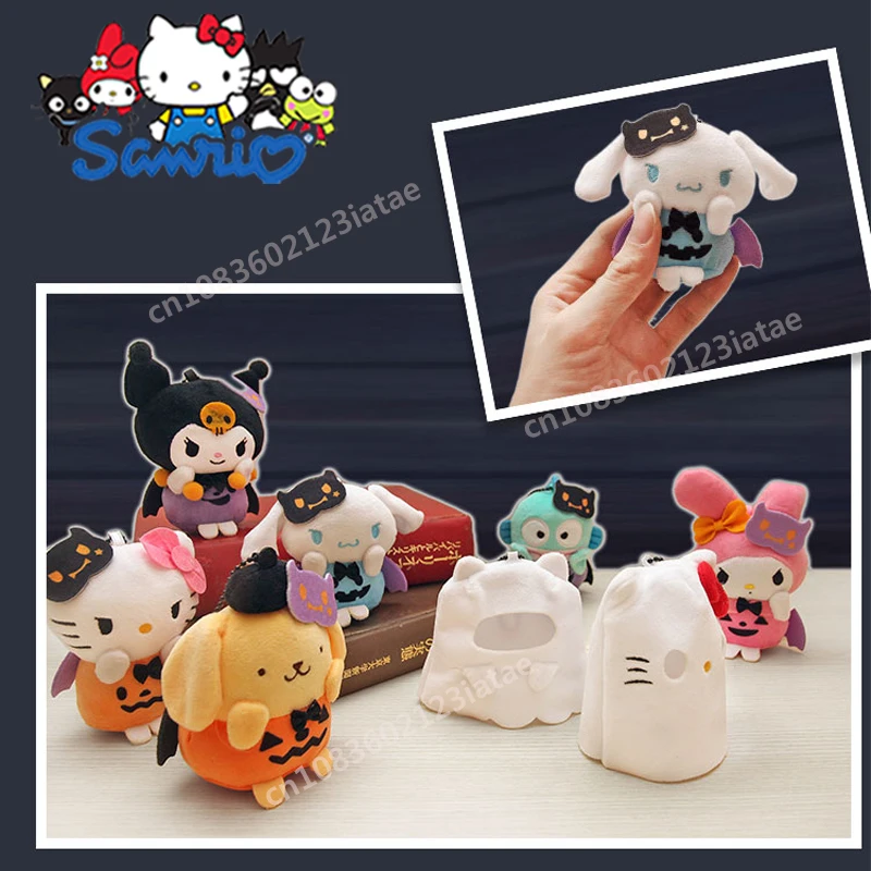 

Halloween Hello Kitty Melody Kuromi Cinnamoroll Plush Doll Cartoon Sanrio Pumpkin Devil Dress Up Pendant Decoration Kid Toy Gift